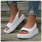 DRIMEE Femme Sandales, Dame Sandales à Plateforme Plate Forme Sandales Bout Ouvert Antidérapant Extérieur Mules Décontracté Plage Compensées Diapositives,Blanc,US8/EU40