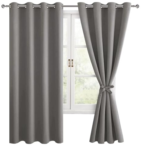 Hiasan Verdunklungsvorhänge Gardinen mit Ösen,Grau Blickdicht Vorhänge,2 Stück,132 x 160 cm (Breite x Höhe),weiche Schiebevorhänge für Schlafzimmer,Wohnzimmer usw.