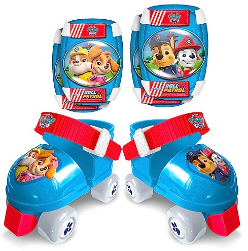 Roller Skates Sizes 23/27 + ELLBOGEN und KNIESCHÜTZER PAW Patrol, Blue & RED