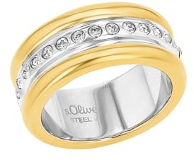 s.Oliver Ring Edelstahl Damen Ringe, mit Zirkonia synth., Bicolor, Kommt in Schmuck Geschenk Box, 2036837