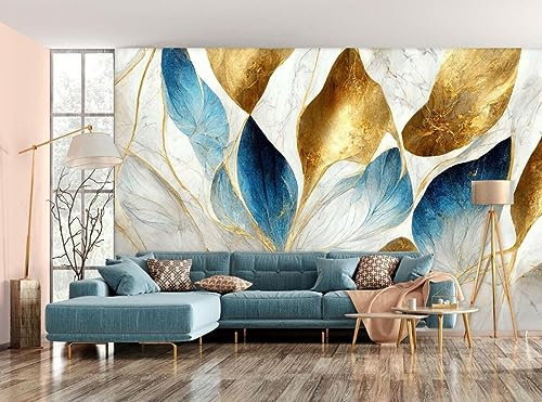 Sfondo Fotografico Fotomurali 3D con petali d'oro, 396 * 280 cm Decorazione Murale Soggiorno Camera Da Letto