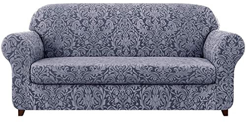 MBROS Sofabezug, 2-teilig, Jacquard-Stretch-Sofa-Schonbezug, 2-Sitzer, weich, waschbar, Couchbezug für Sessel, Loveseat, Möbelschutz mit elastischem Boden, A-groß