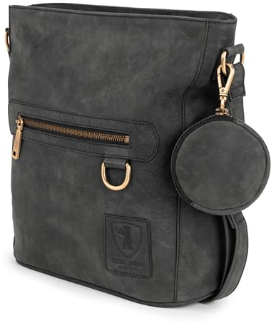 Berliner Bags Vintage Schultertasche Siena, Mittelgroße Umhängetasche aus Leder, Crossbody Bag, Handtasche für Damen - Dunkelgrau