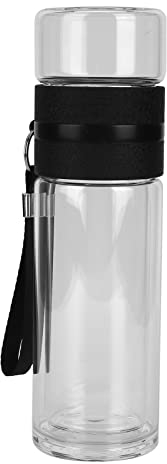 Bouteille Infuseur à Thé 350 Ml En Verre à Double Paroi - Tasse Avec Infuseur En Acier Inoxydable Pour Thé En Vrac Et Eau De Fruits 18,8 Oz