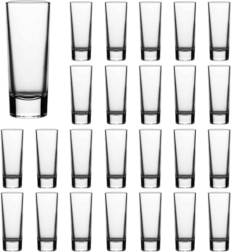 MSYU 24 Pack Shot Glass Set, 2 oz Heavy Base Tall Glass Set, Clear Shot Glasses Bulk, Tequila Cups Small Glass, Shot Glasses for Whiskey, Tequila, Vodka, Spirits & Liquors