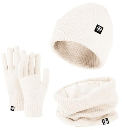 Mütze, Schal & Handschuh-Sets Für Damen und Herren Wintermütze Strickmütze Loop Schal Damen Winter Mütze Schal Handschuhe Set Herren Beanie Wintermütze Winterhandschuhe Beige