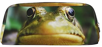 DEHIWI Pencil Case Frog Looking Into Camera Pen Bag Waterproof Cute Leather Pencil Pouch Travel Cosmetic Makeup Bag Organizer Pen Holder for Office Makeup