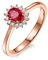18 Karat (750) Gelbgold Promise Ring, Engagement Ring Weißer Diamant Oval Rot Turmalin 0.41ct Ring Größe 57 (18.1)