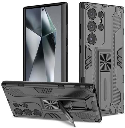 Btstring Cover per Samsung Galaxy S24 Ultra 5G, Militare Custodia con Stand Supporto Bumper Antiurto Case, TPU+PC Dual Layer Custodia -Nero