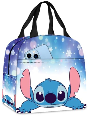Sttitch Borsa Porta Pranzo Lunch Bag BambiniPranzo al Sacco Portatile Cartoon Borsa Termica Borsa Termica Pieghevole Ideale per la Scuola Mmaterna, Snack e Picnic(B)