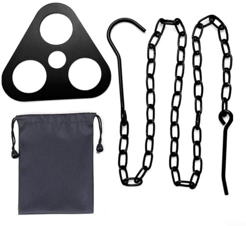 EpheyFIF Camping Tripod Set, Camping Hanging Tripod Pot Rack Hanger BBQ Steel Rack Multifunction Tripod Fire, for Hanging Pot Easy Storage(Black)