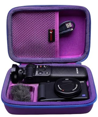 XANAD Eva Reisetasche für Sony ZV-1 ZV-1II 2 Kamera mit Vlogger Zubehör-Kit Stativ und Mikrofon - Reise-Schutz-Tragetasche (Lila)