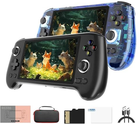 NULA RG556 - Consola de juegos portátil retro Android 13 con 8+128G (sin tarjeta) y funda, pantalla táctil de 5,48 pulgadas, pantalla AMOLED Unisoc T820, consola de juegos SupportsWiFi