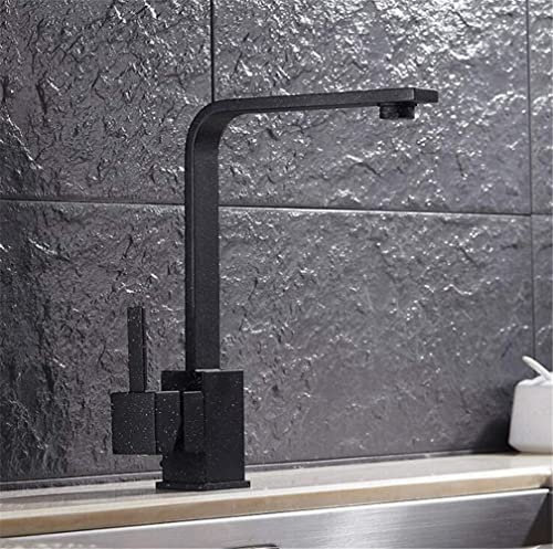 CCKUHN Wasserhähne, Küchenarmatur, 360 Grad drehbar, Chrom/Messing, Deck-Küchenspülen, Wasserhahn, Heiß-/Kaltmischer, Küchenwasserhähne mit Belüfter, quadratischer Stil, mit Punkt/mit Pu