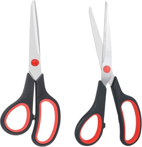 KOLZEMV Edelstahl Scheren Set 2 Stück, schere 21cm Schere mit ultrascharfen 2,5 mm Dicken Klingen, Komfortable Griffe, Langlebige Scheren für Büro Schule Handwerk zu Hause, Rechts-/Linkshänder Schere