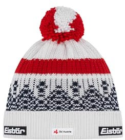 Eisbär Mütze Herren & Damen Norrak Pompon Ski Austria Weiß - Merino Unisex mit Fleece schützt vor Kälte und Wind - Bommelmütze Klassische Norwegermütze weich bequem atmungsaktiv Haube aus Österreich