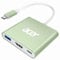 acer 3 en 1 Adaptador HDMI USB C, Adaptador Multipuerto Tipo C, con Puerto USB 3.0 de 5 Gbps, Puerto HDMI 4K@30Hz y Carga PD 100W para Teléfonos USB C, Tabletas, MacBook Pro - Verde