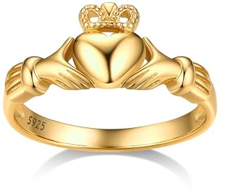 Bestyle Irische Claddagh/Triquetra/Infinity Herz Ring Damen Mädchen Text gravierbar Personalisiertes Geschenk Ringgröße 47-67