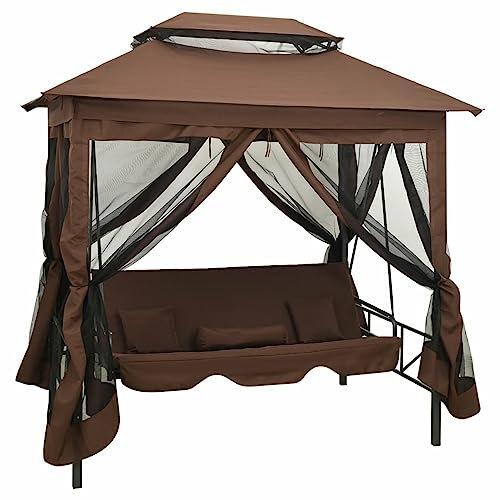 ShGaxin Balancelle convertible pour jardin, extérieur, chaise à balançoire, balancelle de jardin, couleur café