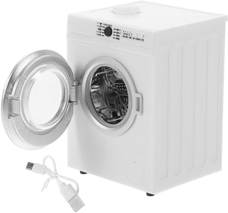 BESTonZON Miniature Washing Machine Modèle avec Fonction Rechargeable Jouet Interactif pour Maison De Poupée Machine à Laver Miniature Rotative Et Vêtements Lavables Accessoire De Jeu