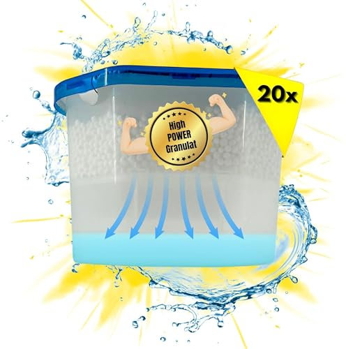 TronicXL 20x 500ml Luftentfeuchter Granulat Raumentfeuchter für Keller Bad Zuhause Büro ohne Strom Feuchtigkeitsabsorber Luft Entfeuchter Wohnwagen Wohnmobil Waschküche Badezimmer