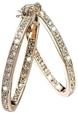 Ohrringe Sterling Silber 925 Creolen für Damen Creolen Ohrringe Runden, Glänz Kleine Creolen Zirkonia Strasssteine Hypoallergen Creolen Ohrringe Knorpel Ohrringe für Damen (Gold)