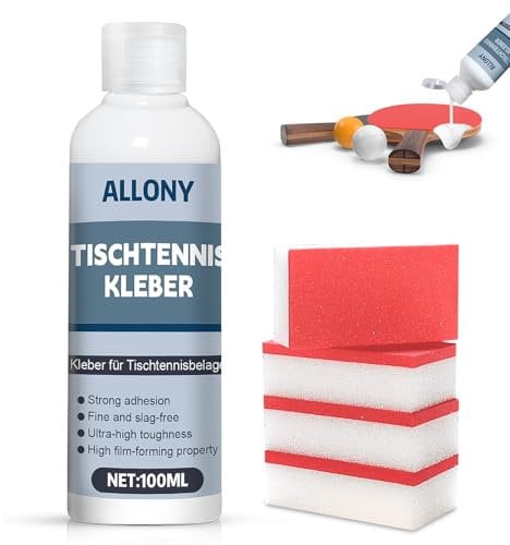 Allony Colle de Tennis de Table, Colle en Caoutchouc Ping Pong, Colle en Caoutchouc Pour Raquette Tennis Table, Kit de Colle Power Glue -100 ml