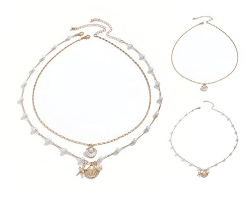 Diyxisk Collane Lunghe Donna, Bene Collana Conchiglie, Stratificato Collana Personalizzata, Stile Bohémien, Perfetto per Vacanze Al Mare, Feste Estive e Spostamenti Quotidiani (Bianco)