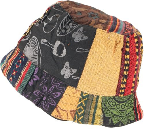 GURU SHOP Sommerhut,Patchwork Schlapphut, Fischerhut, Sonnenhut - Senf, Herren/Damen, Baumwolle