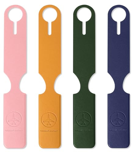 lohey 4 Pack Luggage Tags for Suitcases - Durable Double-Sided PU Leather Luggage Labels for Backpacks, Handbags, Cruise & Suitcases, Travel Accessories