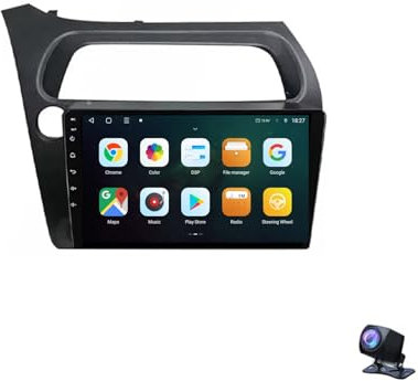 Radio Android 15 para Honda Civic Hatchback 2006-2011 | Android Auto/Carplay Inalámbrico | GPS WiFi Bluetooth | Pantalla Táctil 9 | FM USB Control Volante Pantalla Dividida(4+64G)