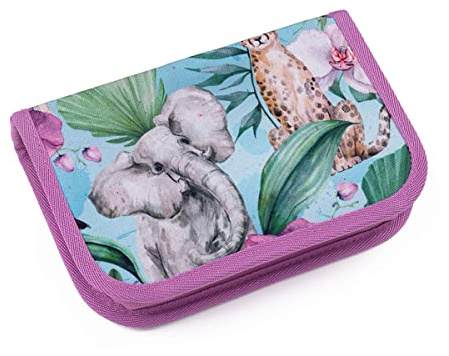 TOPGAL Federmäppchen für Mädchen/Kinder mit Zwei Klappen, gepolstert, mit Stundenplan und Gummischlaufen. (Penn 23004)