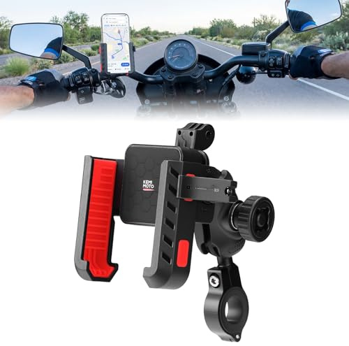 KEMIMOTO Supporto Telefono Moto, Porta Cellulare Moto con Antivibrazione e Antifurto, Porta Telefono Ruotabile a 360 per Motociclo, Scooter, Bici, ATV, Adatto per 4,7-7,2 Smartphones