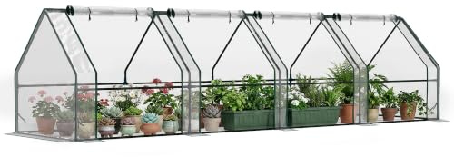 Outsunny Mini Serre de Jardin Serre Tunnel 360L x 90l x 90H cm Transparent | Toit Pointu, Acier, PE Haute Densité 140 g/m², Anti-UV, Fenêtres avec Zip Enroulables