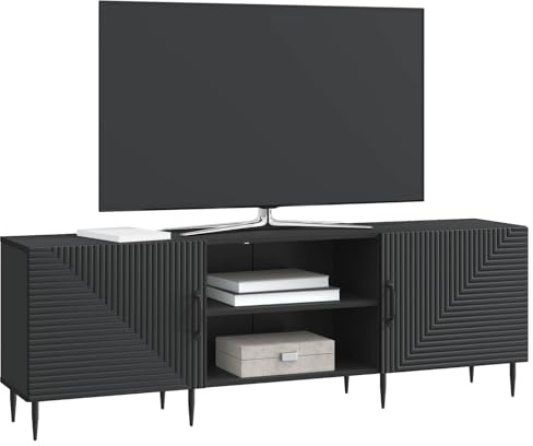 vidaXL TV-Schränk Schwarz 150 x 31 x 50 cm Holzwerkstoff, Stylisches Wohnzimmer, Vintage Lowboard, viel Stauraum, rechteckiger TV-Ständer, Medientisch, praktischer Organizer