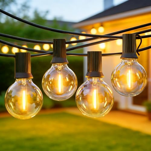 Macchiatto Lichterkette Außen Outdoor,20M Aussen Beleuchtung mit Stecker und Timer,8Modi,IP44 Wasserdicht Wetterfest 25+2 G40 Lichterketten Glühbirnen für Garten Terrasse Party Weihnachten, Warmweiß
