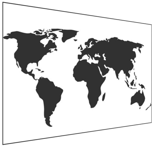 ULTECHNOVO Weltkarte in Schwarz für Schlafzimmer und Wandaufkleber aus Pvc mit Minimalistischem Design Einfache Anbringung und Entfernung Kreative Wanddekoration