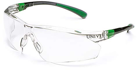 Univet | 506 UP Clear 4, Occhiali Protettivi da Lavoro, Antiappannamento, Antigraffio, Leggeri, Flessibili e Resistenti, Comfort Elevato, (EN166, EN170)Nero/Verde.