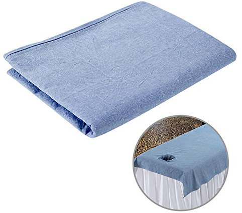 Sonew Massageliegenbezug mit Loch, Salon Massageliege Abdeckung, Beauty Massage Bettwäsche SPA Couch Cover weiche Baumwolle Bettdecke mit Gesichtsatmungsloch(Navy)