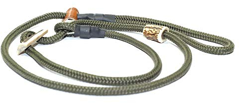 Retrieverleine Sporty | robuste Hundeleine aus Tau mit integrierter Halsung | Ø8mm | Horn-Zugstopp