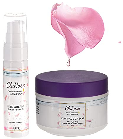 ClaRose Hyaluronic acid Anti-Ageing Face Kit Face Cream 50ml and Eye Cream 30ml with Organic Rose Oil