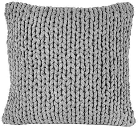 nielsen HOME Kissen Marlin grob gestrickt, 50x50 cm, Hellgrau, 100% Baumwolle, Strick, Oekotex, Grobstrick, gemütlich modisch elegant, Dekokissen, Sofakissen, inkl. Füllkissen
