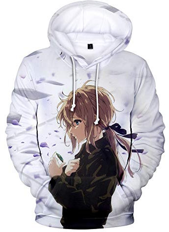 Violet Evergarden Sweat-Shirts à Capuche Imprimé 3D Anime Pullover à Manches Longues Hoodie Hip Hop Pull Décontracté Sportswear Tops Hommes Femmes