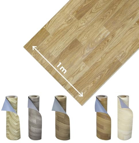 OLIVO.Shop Tappeto PVC Effetto Legno Rivestimento Pavimenti in PVC Vinile Pavimento al Metro Design Legno Impermeabile, Rotolo Facile da Tagliare 1 Metro (Beige, 1x3m)