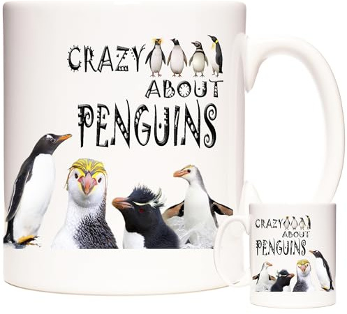 KAZMUGZ Crazy About Penguins Novelty Gift Coffee Mug/Tea Cup. Ceramic. Penguin Pictures on a Coffee Mug