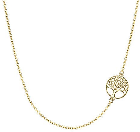 Collana Argento 925,EVER FAITH Quotidiano Lateralmente Nuziale Vita dell'albero Choker Semplice Oro Ipoallergenico Jewelry Regalo per donne