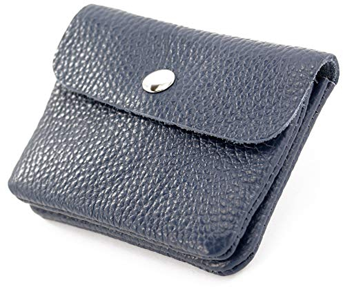 modamoda de P09 Damen Münzgeldbörse Geldbörse Portemonnaie Klein Leder Made in Italy P09, Farbe:Saphirblau