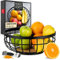 Moritz & Moritz Frutero madera en negro fabricada en metal 30,5cm - frutero moderno de metal negro – cesta para regalo, fruta, vegetales y pan