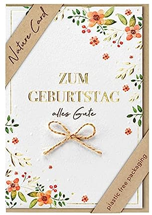 bsb - Karte zum Geburtstag - Nature Card - Nachhaltige Karten zum Geburtstag - Geburtstagskarten mit Umschlag - Geburtstagskarte Frauen & Männer - Glückwunschkarte 11,5 x 17 cm