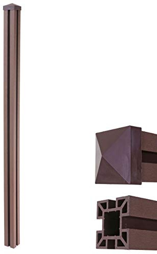 Mendler WPC-Pfosten Sarthe-WPC-Zaun, Pfeiler Pfahl, Stecksystem - 240cm, braun
